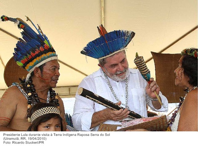Presidente Lula durante visita à Terra Indígena Raposa Serra do Sol 