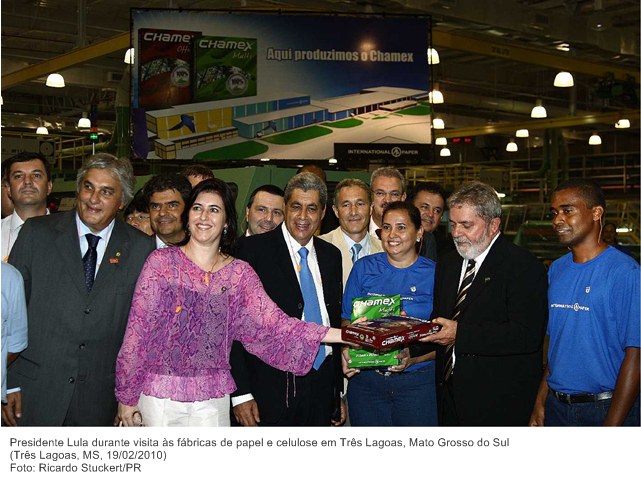Presidente Lula durante visita às fábricas de papel e celulose em Três Lagoas, Mato Grosso do Sul (3).