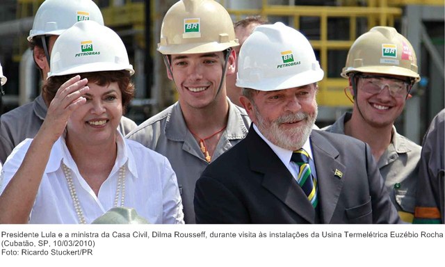 Presidente Lula e a ministra da Casa Civil, Dilma Rousseff, durante visita às instalações da Usina Termelétrica Euzébio Rocha 