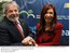 Presidente Lula e a presidente da Argentina, Cristina Kirchner, durante encontro com os chefes de Estado e de Governo participantes do III Fórum Mundial da Aliança de Civilizações