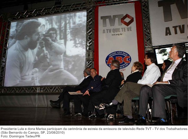 Presidente Lula e dona Marisa participam da cerimônia de estreia da emissora de televisão Rede TVT - TV dos Trabalhadores.