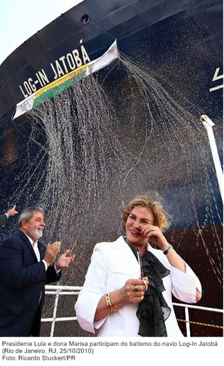Presidente Lula e dona Marisa participam do batismo do navio Log-In Jatobá.