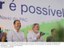 Presidente Lula e o governador de Pernambuco, Eduardo Campos, durante cerimônia de lançamento do primeiro navio Suezmax, construído pelo Promef-PAC.