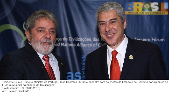 Presidente Lula e Primeiro-Ministro de Portugal, José Sócrates, durante encontro com os chefes de Estado e de Governo participantes do III Fórum Mundial da Aliança de Civilizações.