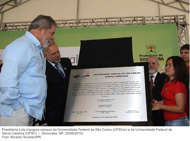 Presidente Lula inaugura campus da Universidade Federal de São Carlos (UFSCar) e da Universidade Federal de Santa Catarina (UFSC) 