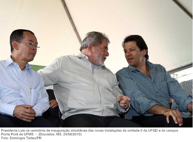 Presidente Lula na cerimônia de inauguração simultânea das novas instalações da unidade II da UFGD e do campus Ponta Porã da UFMS 