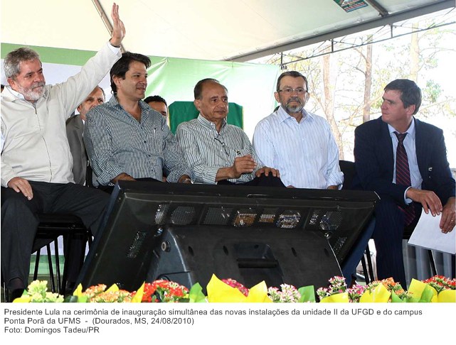 Presidente Lula na cerimônia de inauguração simultânea das novas instalações da unidade II da UFGD e do campus Ponta Porã da UFMS