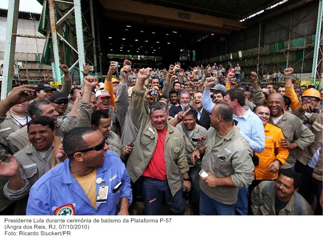 Presidente Lula participa da cerimônia de batismo da Plataforma P-57.