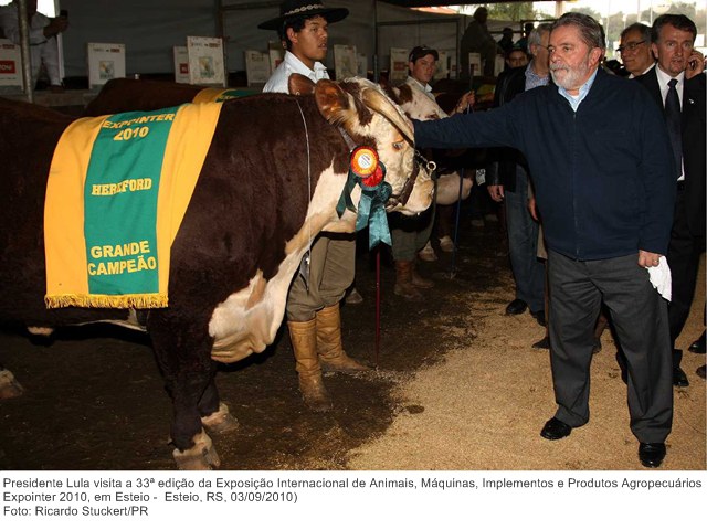 Presidente Lula visita a 33ª edição da Exposição Internacional de Animais, Máquinas, Implementos e Produtos Agropecuários - Expointer 2010.