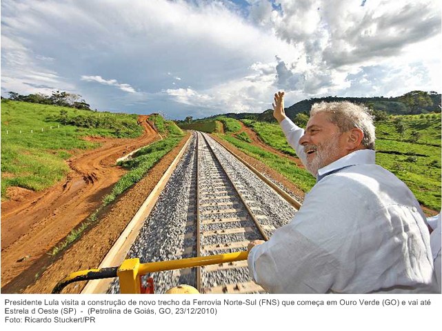 Presidente Lula visita a construção de novo trecho da Ferrovia Norte-Sul (FNS) que começa em Ouro Verde (GO) e vai até Estrela d Oeste 