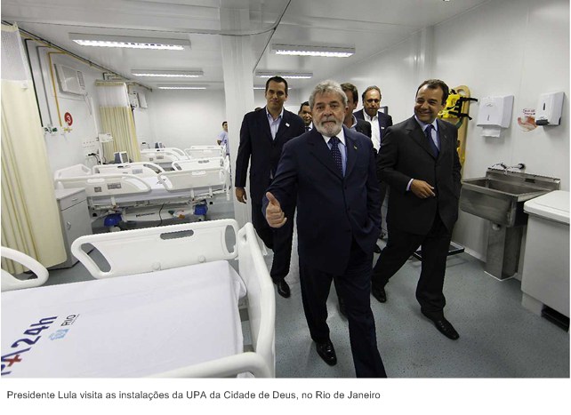 Presidente Lula visita as instalações da UPA da Cidade de Deus, no Rio de Janeiro.