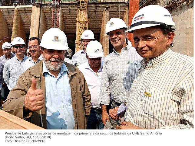Presidente Lula visita as obras de montagem da primeira e da segunda turbinas da UHE Santo Antônio 