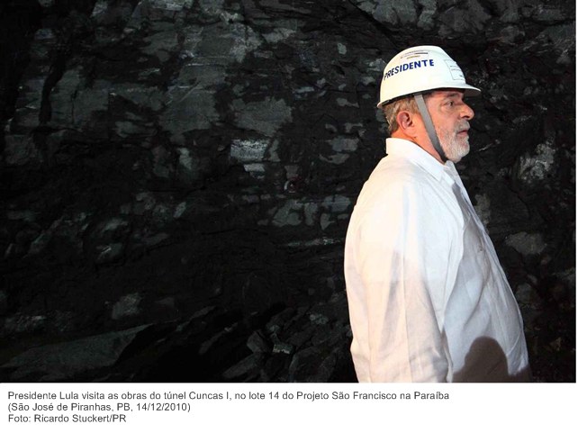 Presidente Lula visita as obras do túnel Cuncas I, no lote 14 do Projeto São Francisco na Paraíba