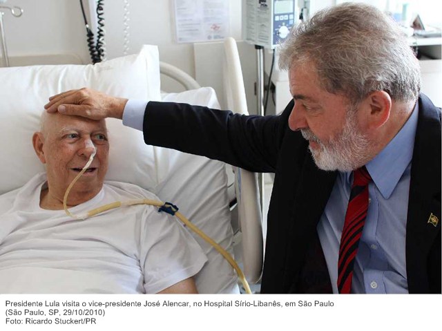 Presidente Lula visita o vice-presidente José Alencar, no Hospital Sírio-Libanês, em São Paulo.