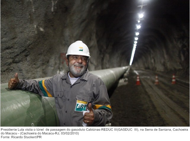 Presidente Lula visita túnel de passagem do Gasoduto Cabiúnas-Reduc III (Gasduc III), na Serra de Santana, Cachoeira do Macacu